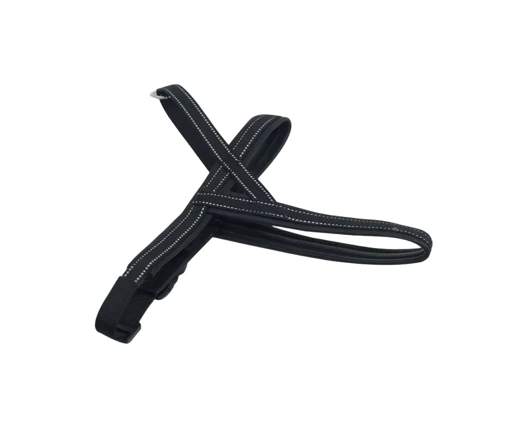 Premium & Genuine Leather Dog Harness – Minimal Control Fit with Reflective Detailing