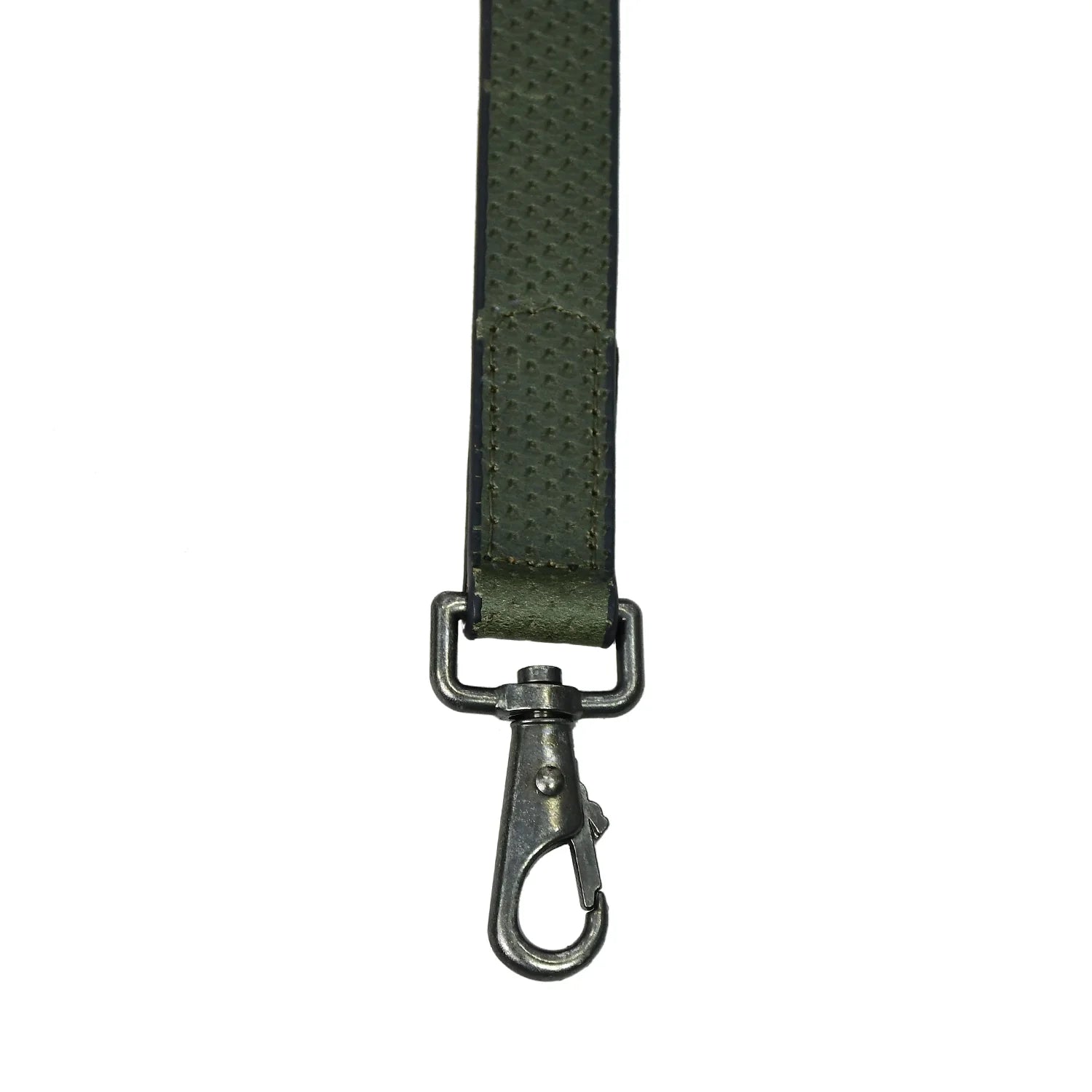 Luxury Premium & Genuine Textured Olive Green Leather Dog Leash with Matte Black Hardware