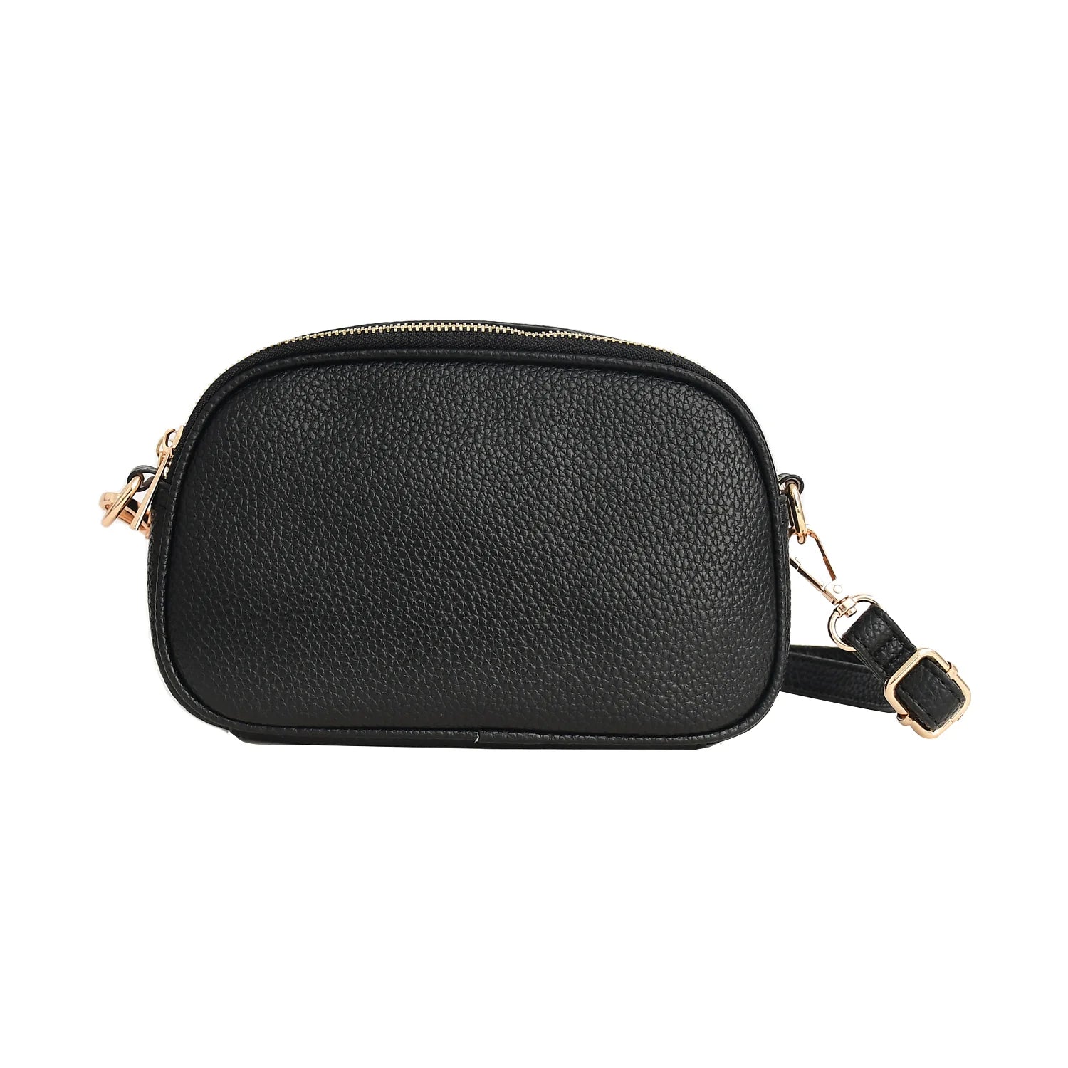 Luxury Premium Genuine Pebbled Leather Crossbody Bag with Gold Hardware