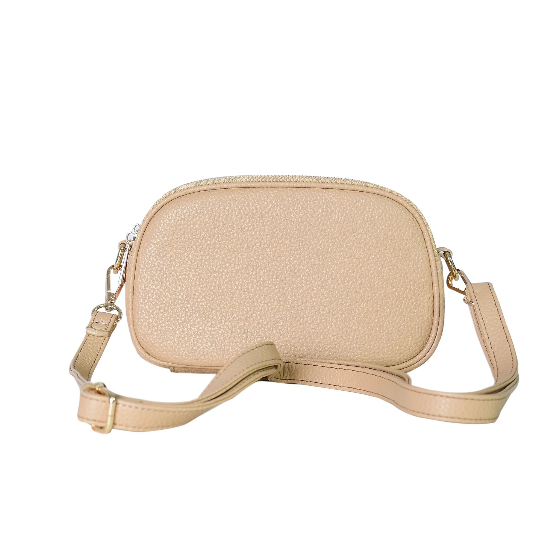 Luxury Premium Genuine Pebbled Leather Crossbody Bag with Gold Hardware