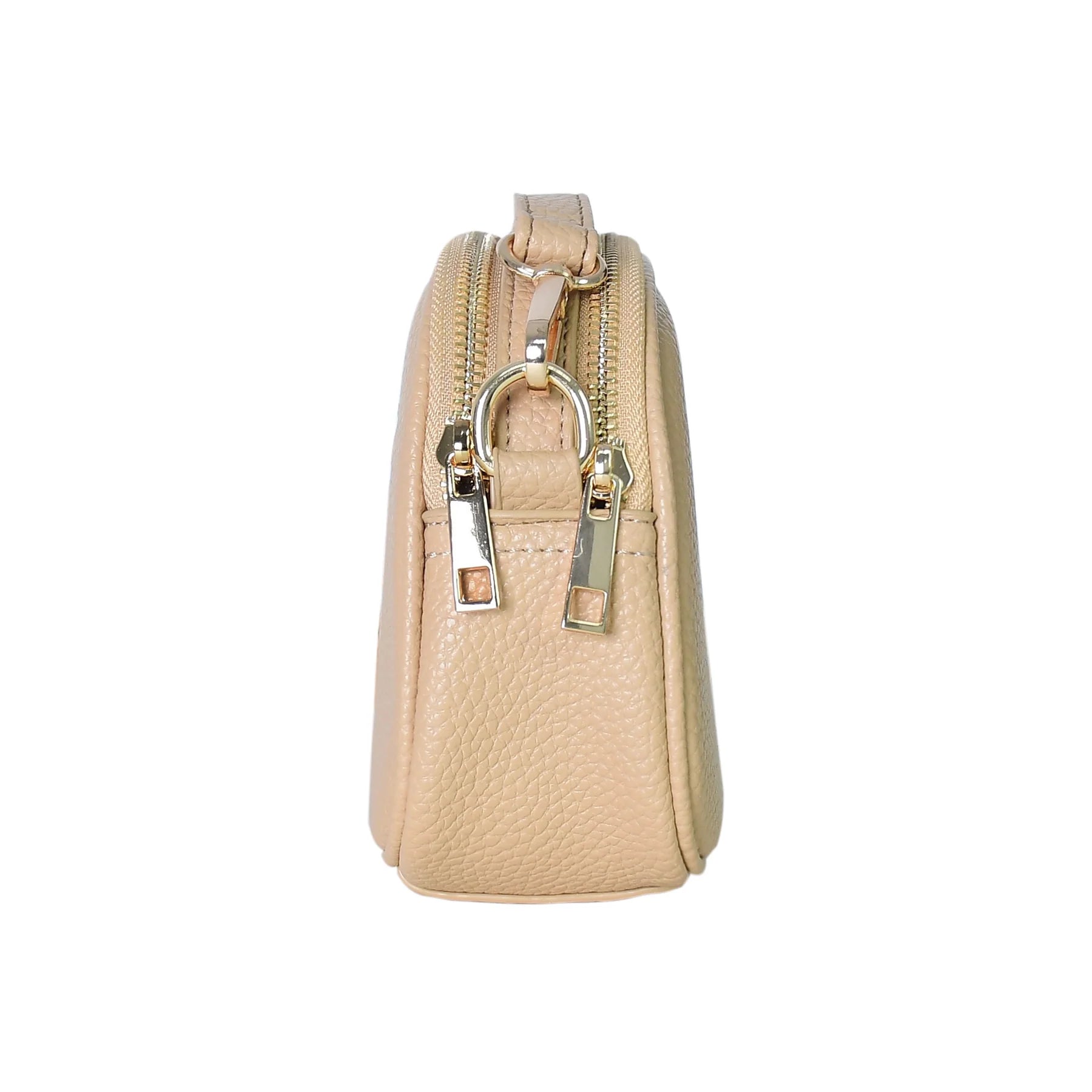 Luxury Premium Genuine Pebbled Leather Crossbody Bag with Gold Hardware