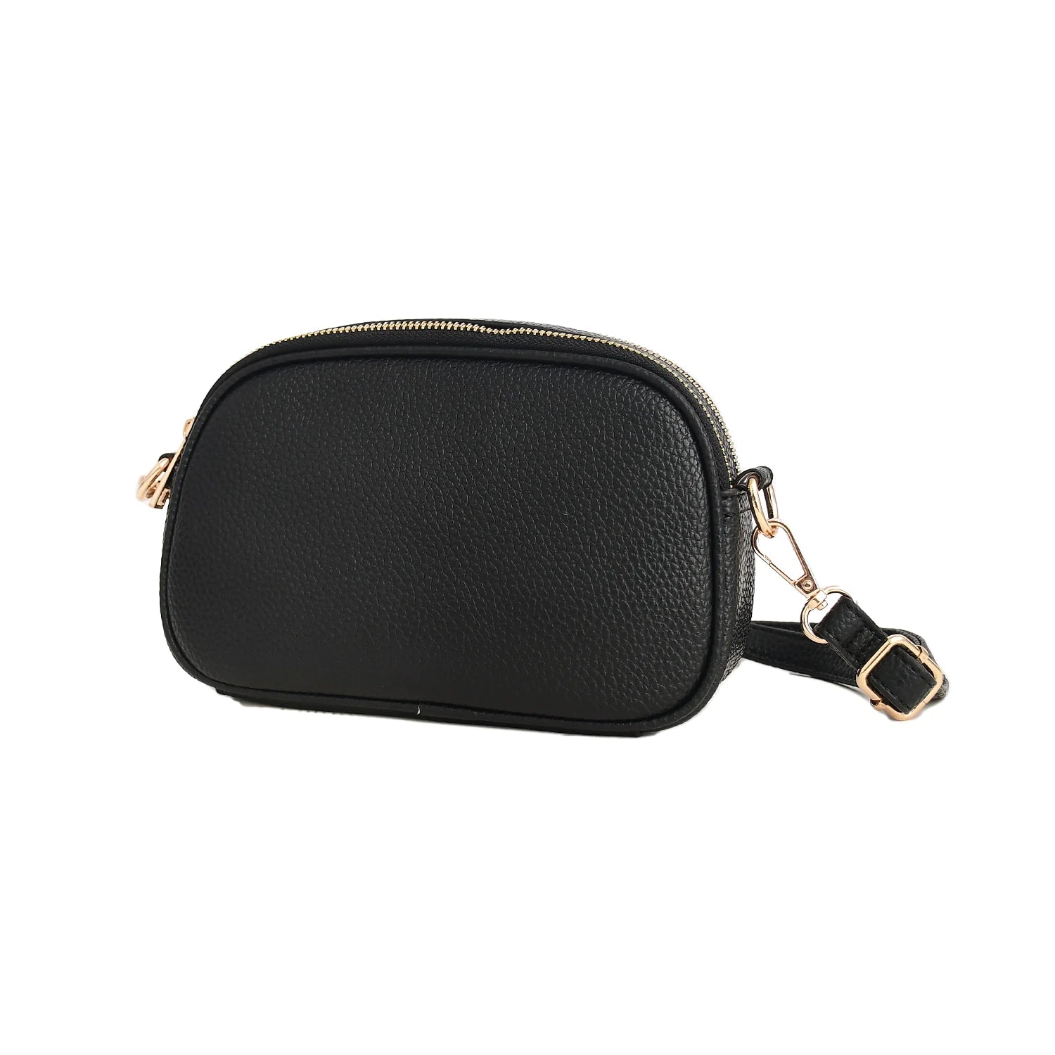 Luxury Premium Genuine Pebbled Leather Crossbody Bag with Gold Hardware