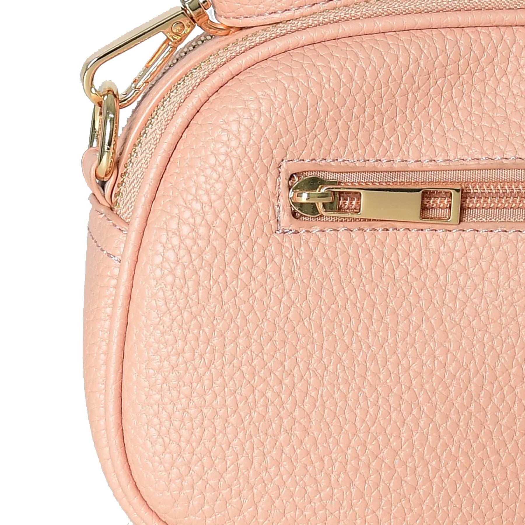 Luxury Premium Genuine Pebbled Leather Crossbody Bag with Gold Hardware