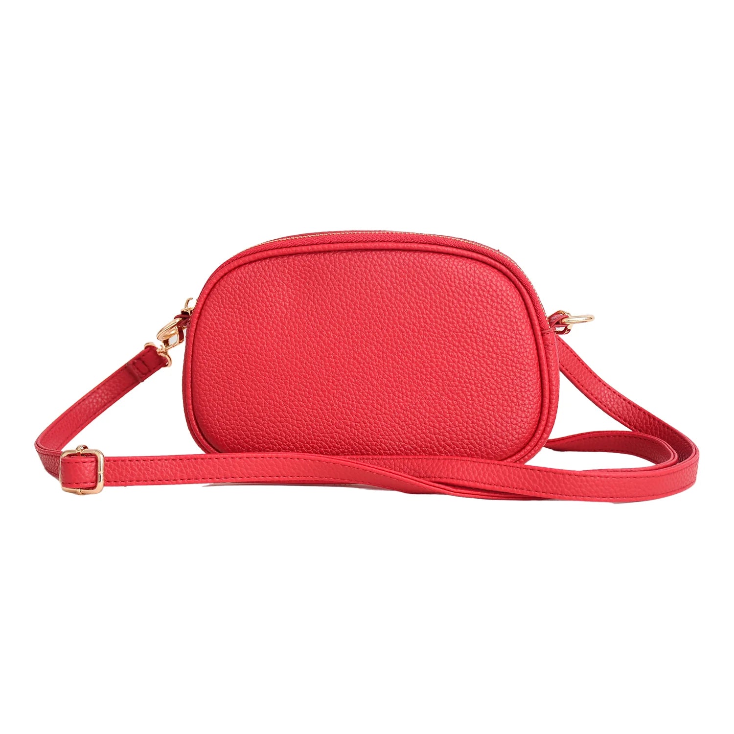 Luxury Premium Genuine Pebbled Leather Crossbody Bag with Gold Hardware
