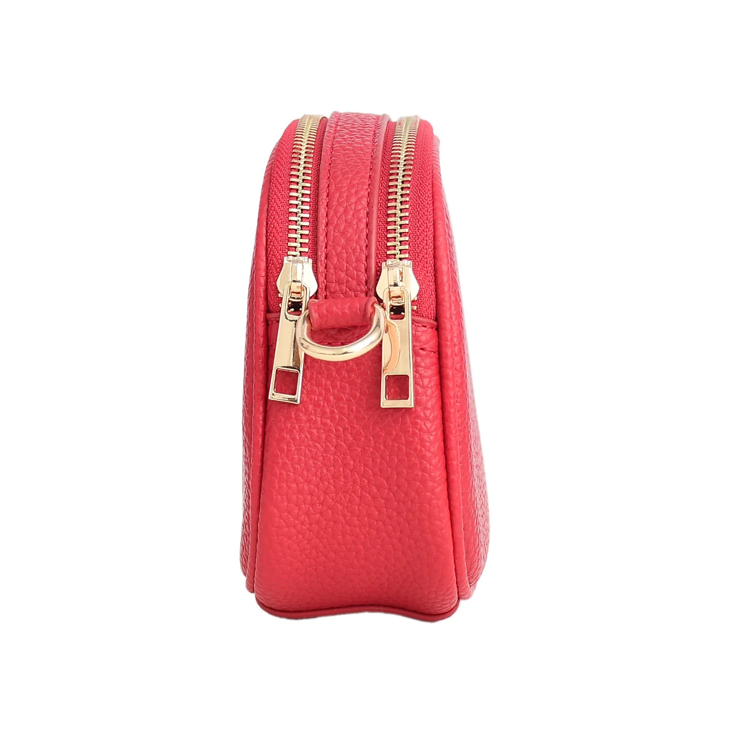 Luxury Premium Genuine Pebbled Leather Crossbody Bag with Gold Hardware