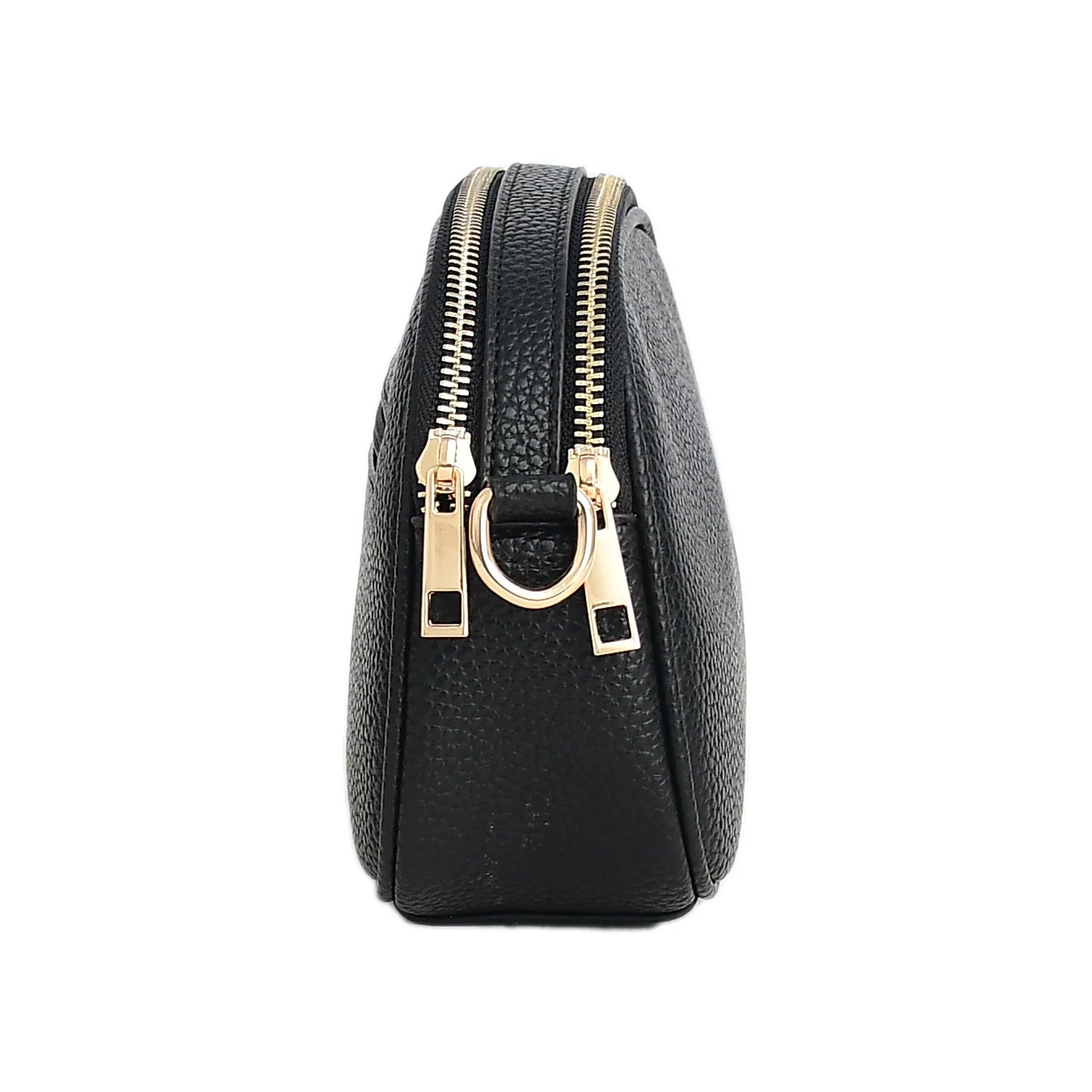 Luxury Premium Genuine Pebbled Leather Crossbody Bag with Gold Hardware