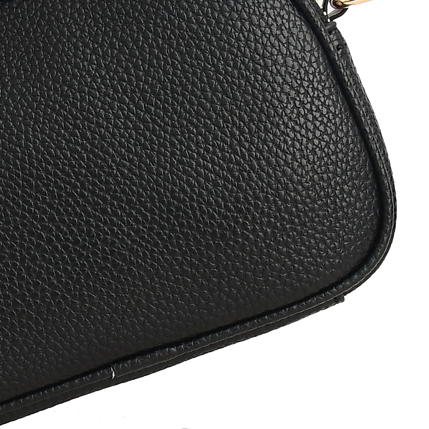 Luxury Premium Genuine Pebbled Leather Crossbody Bag with Gold Hardware