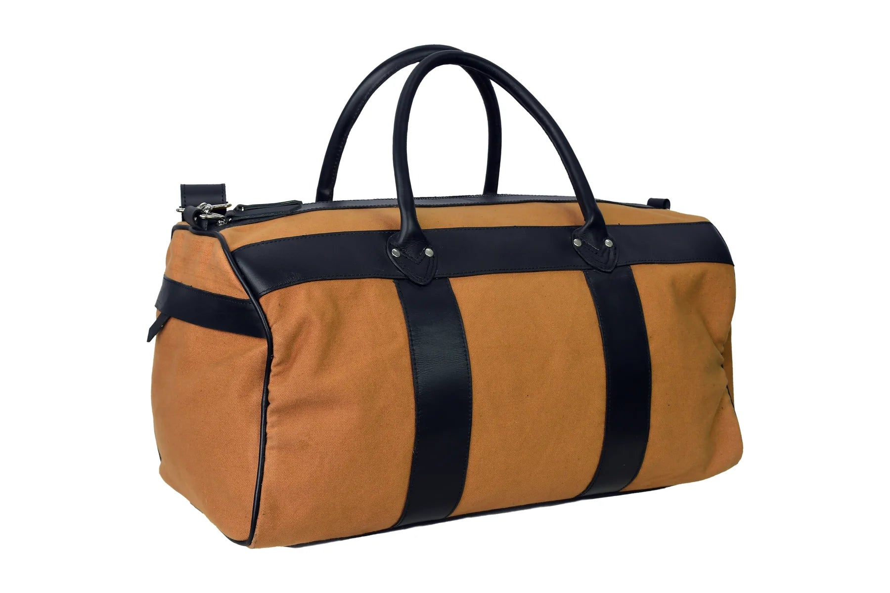 Premium Handmade Genuine Leather & Canvas Duffel Bag