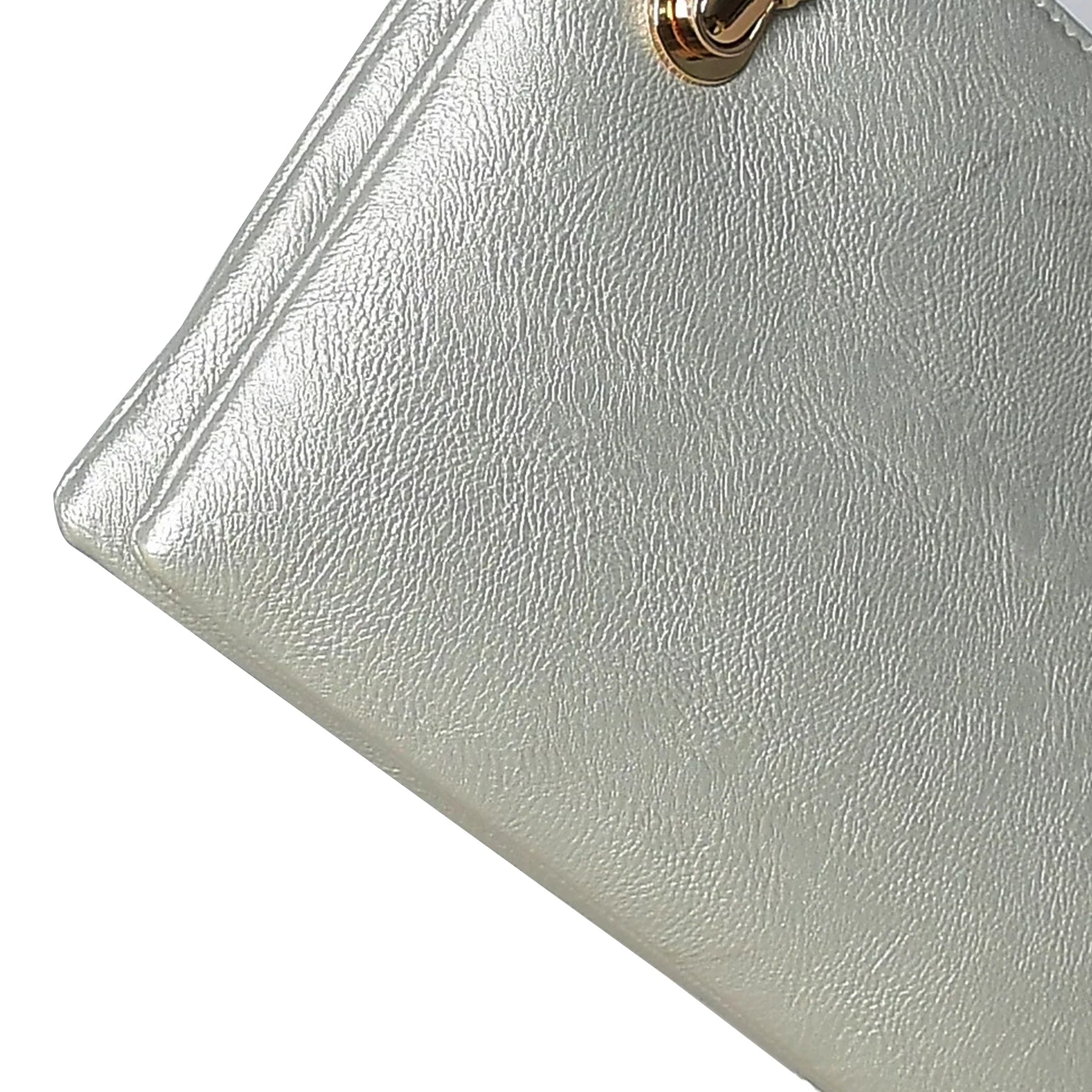 Silver Handmade Metallic Leather Crossbody Clutch with Zip Closure