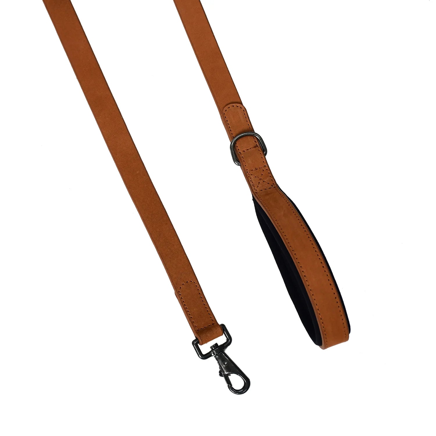 Luxury Premium & Genuine Tan Leather Dog Leash with Matte Black Hardware