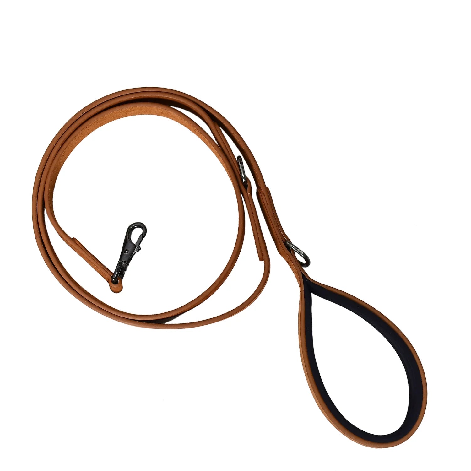 Luxury Premium & Genuine Tan Leather Dog Leash with Matte Black Hardware