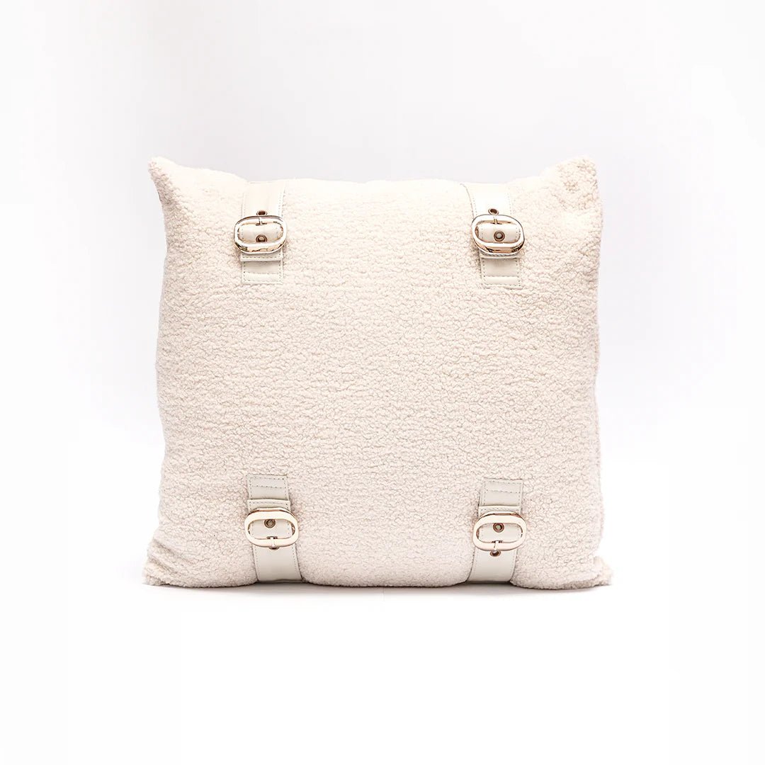 White Buckle Cushion – Modern Sophistication Meets Subtle Luxury | Leather Galleria
