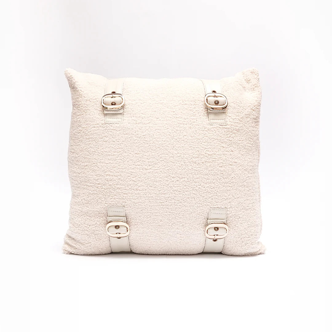 White Buckle Cushion – Modern Sophistication Meets Subtle Luxury | Leather Galleria