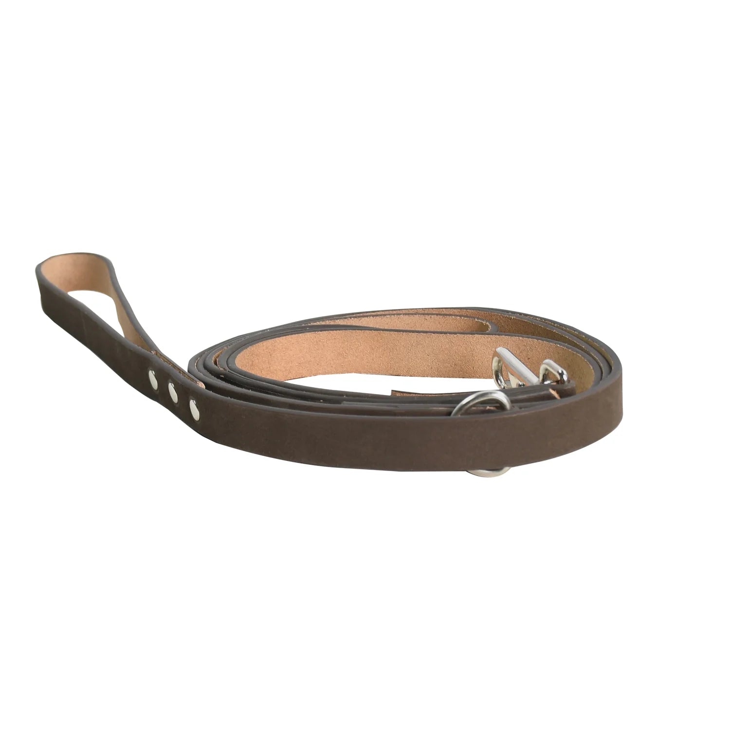 Luxury Premium & Genuine Walnut Brown Leather Dog Leash with Natural Tan Backing