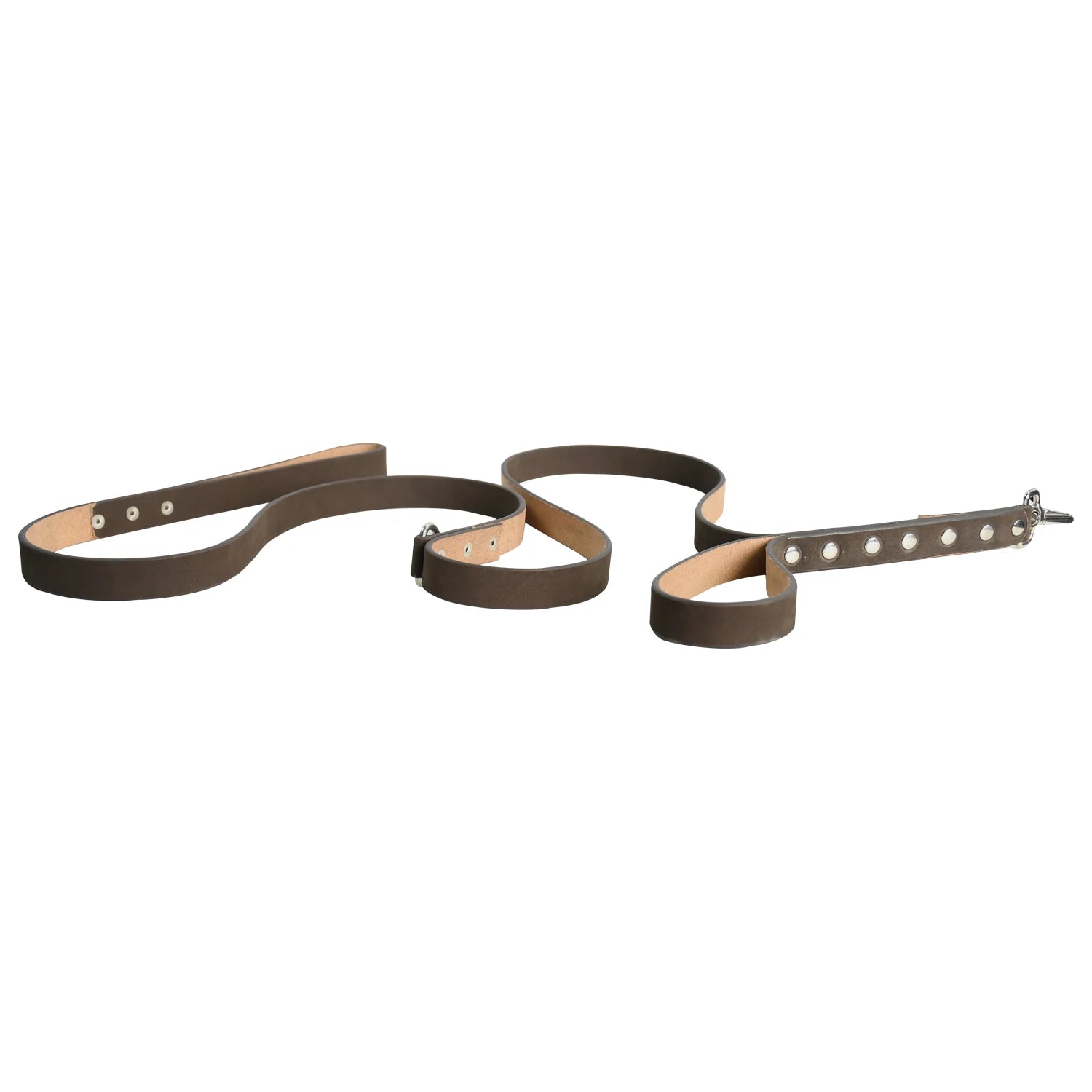 Luxury Premium & Genuine Walnut Brown Leather Dog Leash with Natural Tan Backing