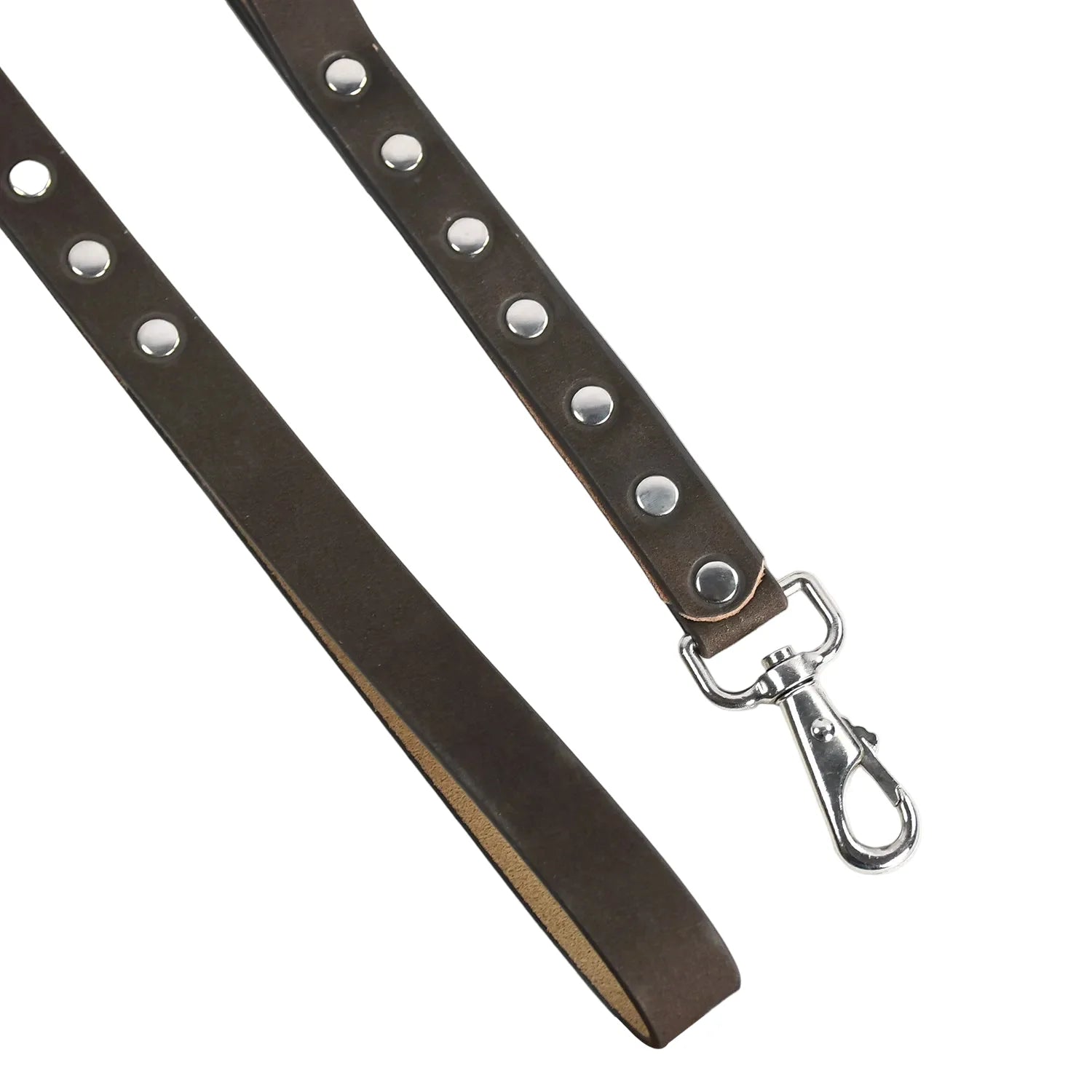 Luxury Premium & Genuine Walnut Brown Leather Dog Leash with Natural Tan Backing