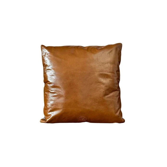 Brown Houndstooth Cow Leather Cushion – Bold Texture | Leather Galleria