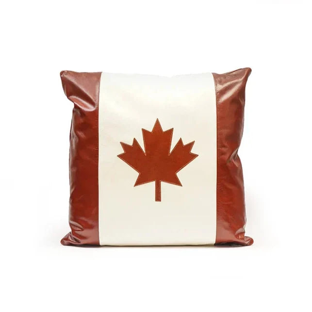 Canada Flag – Cow Leather Cushion | Patriotic Style