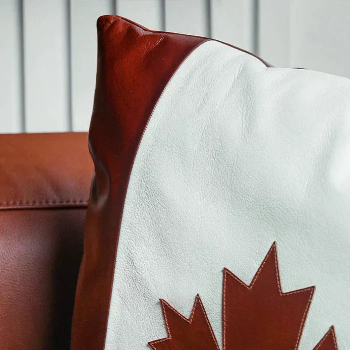 Canada Flag – Cow Leather Cushion | Patriotic Style