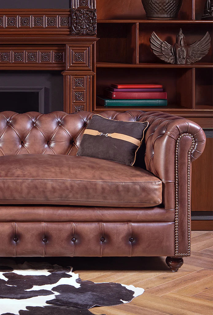 Cromewell Chesterfield Leather Sofa Set – Handwaxed
